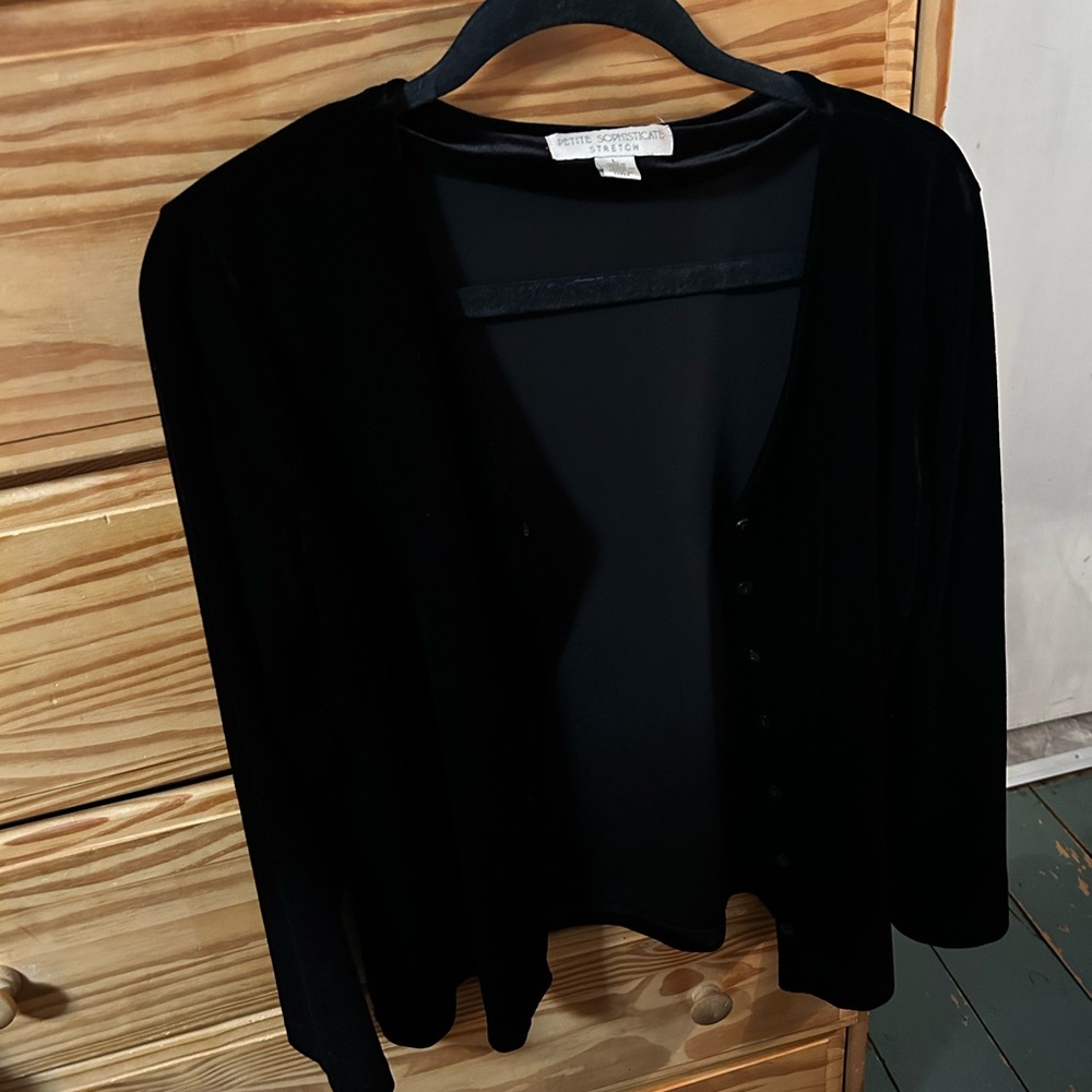 Petite Sophisticate Black Velvet Top